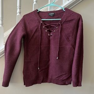 Maroon Bebe lace-up sweater Size Small